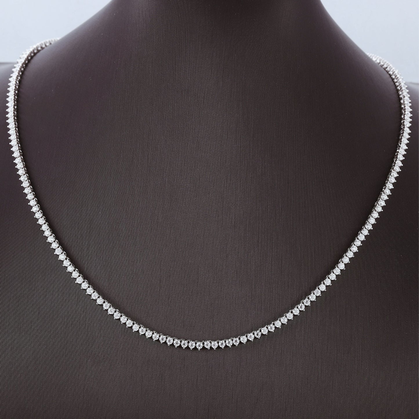 Classic 3-Prong Moissanite Tennis Necklace - Gold Plated Sterling Silver