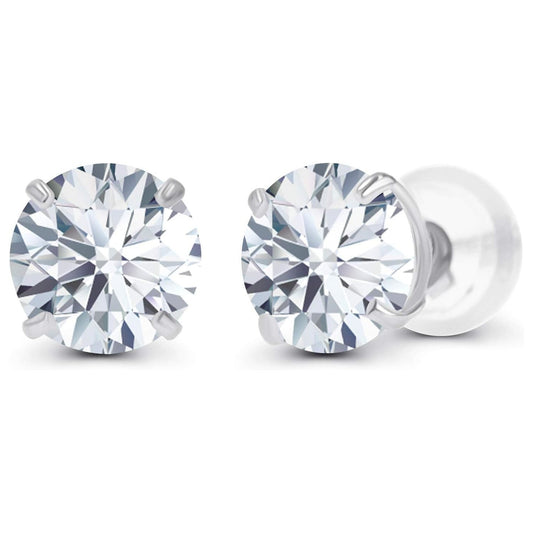 1.60 CTW Genuine Certified Moissanite Stud Earrings in Solid 14K White or Yellow Gold