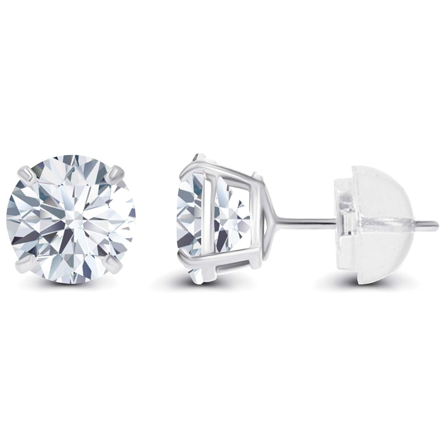 1.60 CTW Genuine Certified Moissanite Stud Earrings in Solid 14K White or Yellow Gold